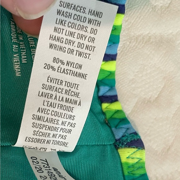 Aerie Striped Green and Blue Bikini Top Women’s Small Nautical Scoop Hook Clasp - Picture 6 of 6